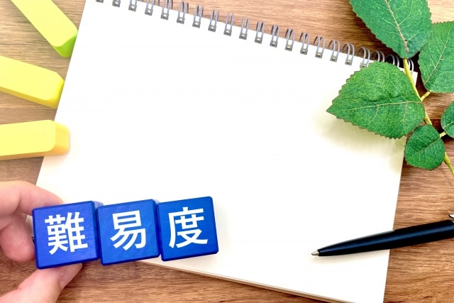 難易度と記したブロックとノート