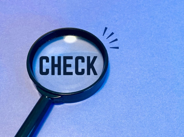 虫眼鏡で拡大表示されたチェック